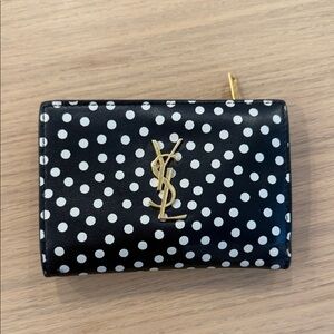 YSL Black and White Polka Dot Wallet
